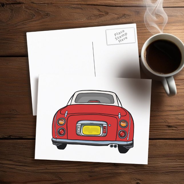 Carte postale Figaro Rouge Sympa Figaro (A fun red figgy postcard to send to your car (or your friends))