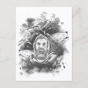 Carte Postale Figure à capuchon foncé dans les ombres de lot d'e