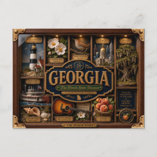 Carte Postale Figurine 3D de Géorgie en boîte ombre