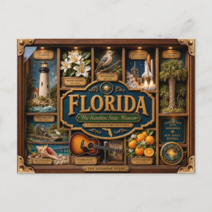 Carte Postale Figurine 3D de l'État de Floride en boîte ombre