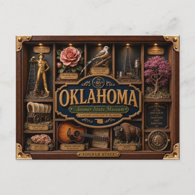 Carte Postale Figurine 3D Oklahoma Boîte d'Ombre État (Devant)