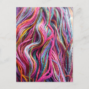 Carte Postale Fil coloré Magenta Tricot rose