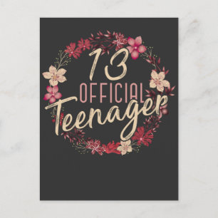 Carte Postale Fille adolescente officielle pour son 13ème annive