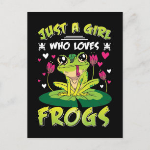 Carte Postale Fille aime la fille de grenouilles Kawaii amoureux