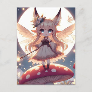 Carte Postale Fille Anime Pixie Hippie Lune Fée