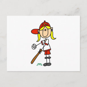 Carte Postale Fille au bâton T-shirts de baseball pour filles