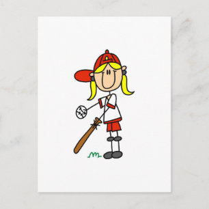 Carte Postale Fille au bâton Tshirts de baseball pour filles