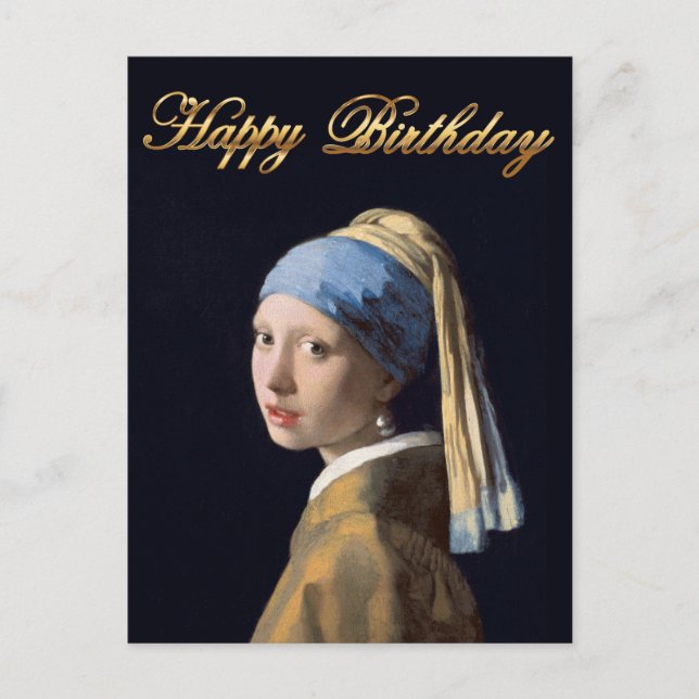 Carte Postale Fille au collier de perles 1665 Joyeux Anniversair (Devant)