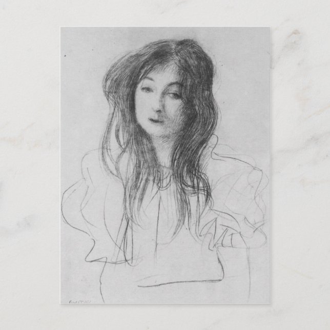 Carte Postale Fille aux cheveux longs par Gustav Klimt (Devant)