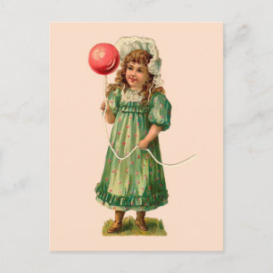 Carte Postale Fille avec Balloon Vintage