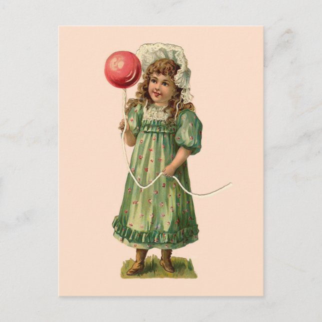Carte Postale Fille avec Balloon Vintage (Devant)