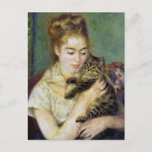 Carte Postale Fille avec chat de Renoir (Devant)