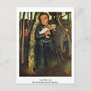 Carte Postale Fille Avec Chat Par Paula Modersohn-Becker