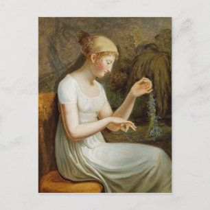 Carte Postale Fille avec des fleurs