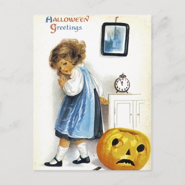Carte Postale Fille avec Jack o' Lantern (Devant)