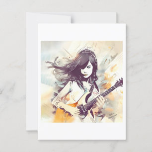 Carte Postale Fille avec musique rock vibes