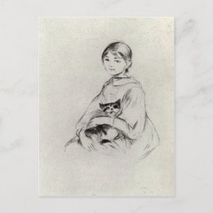 Carte Postale Fille avec un chat par Berthe Morisot