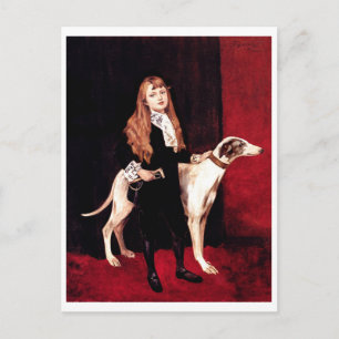 Carte Postale Fille avec un Greyhound