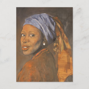 Carte Postale Fille avec une oreille perle revisitée