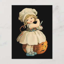 Carte postale Fille Carving Apple Halloween