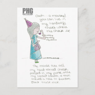 Carte Postale Fille Casquette de fête—Mousey
