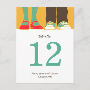 Carte Postale Fille Chaussures et Baskets Mariage illustré Jaune