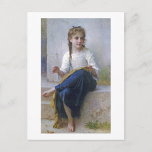 Carte Postale Fille coudre, Bouguereau