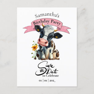 Carte Postale Fille d'anniversaire de vache 
