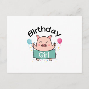 Carte Postale Fille d'anniversaire Joyeux Oreille de cochon
