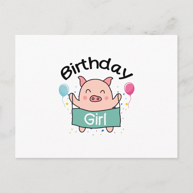 Carte Postale Fille d'anniversaire Joyeux Oreille de cochon (Devant)