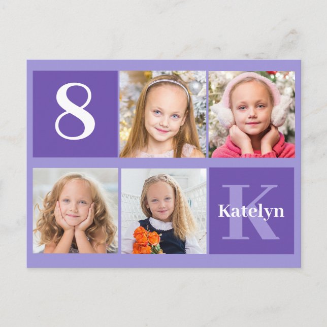 Carte Postale Fille d'anniversaire photo personnalisée jolie vio (Devant)