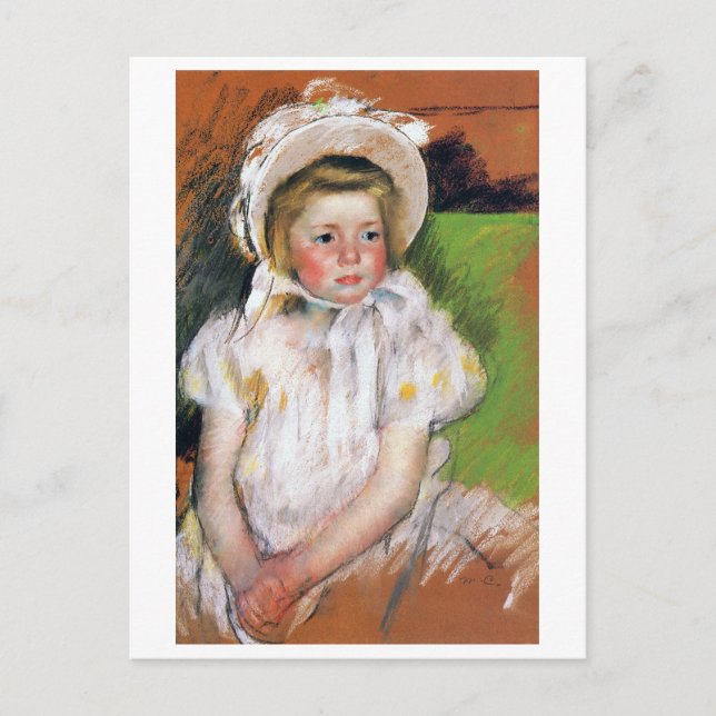 Carte Postale Fille dans une Bonnet Blanche, Mary Cassatt (Devant)