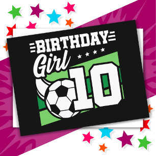 Carte Postale Fille de 10 ans foot football 10e anniversaire