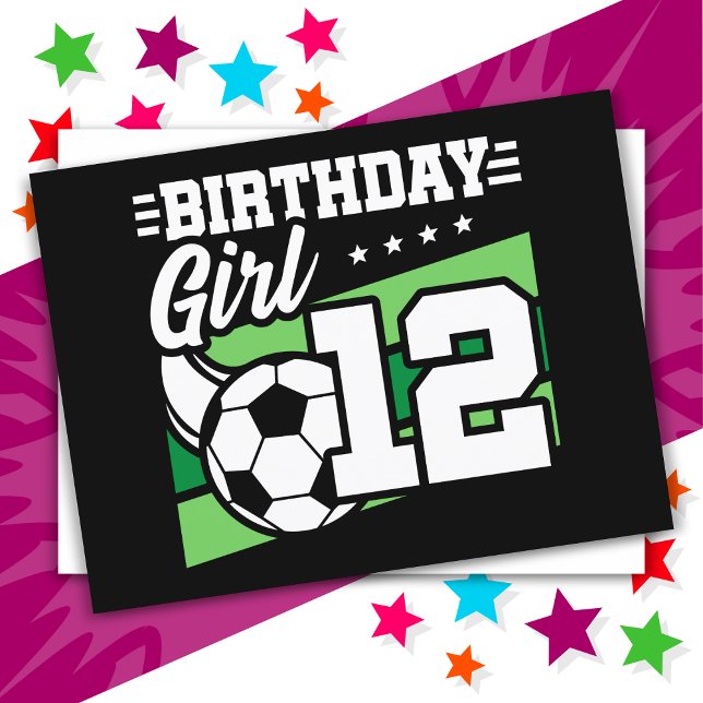Carte Postale Fille de 12 ans Football Football Anniversaire 12  (Créateur téléchargé)