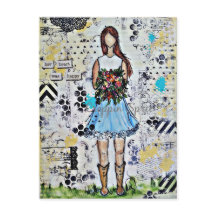 Fille de campagne. Art multimédia mixte original