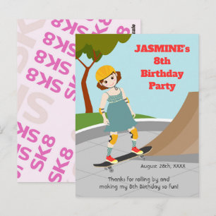 Carte Postale Fille de fête d'anniversaire de parc de skater amu