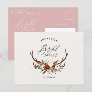 Carte Postale Fille de la mariée rose rouille florale élégante d