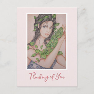 Carte Postale Fille de mariée au lierre "Thinking of You" Illust