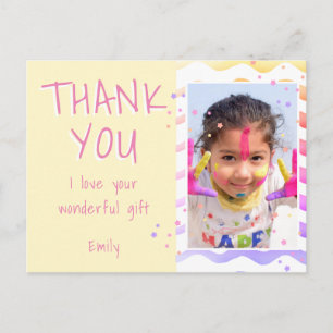 Carte Postale Fille de photo de enfants jaunes Anniversaire Merc