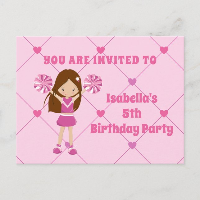 Carte Postale Fille de pom-pom girl mignonne Fête d'anniversaire (Devant)