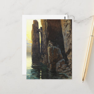 Carte Postale Fille de sirène de mer côtière dénudée et les dési