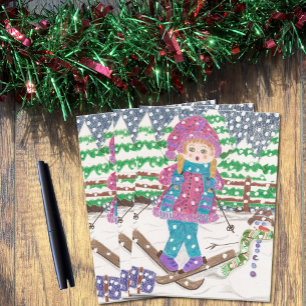Carte Postale fille de ski
