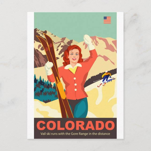 Carte Postale Fille de ski du Colorado (Devant)