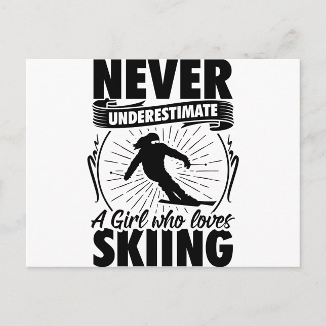 Carte Postale Fille de ski | Ski Skieurs Cadeaux d'hiver (Devant)