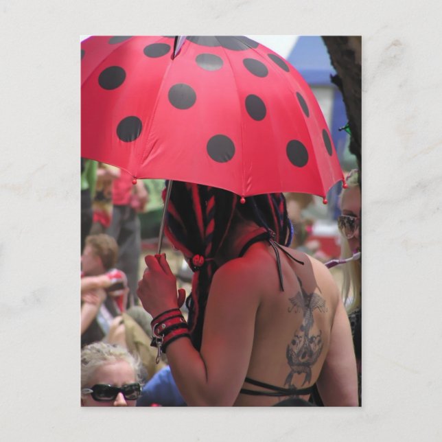 Carte postale Fille de tatouage parapluie tacheté (Devant)
