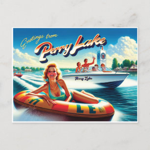 Carte Postale Fille des années 1980 sur Tube et Speedboat