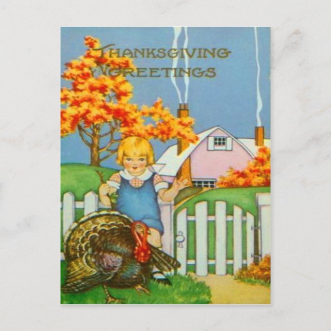 Carte Postale Fille & Dinde (Devant)