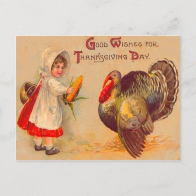 Carte Postale Fille & Dinde (Devant)