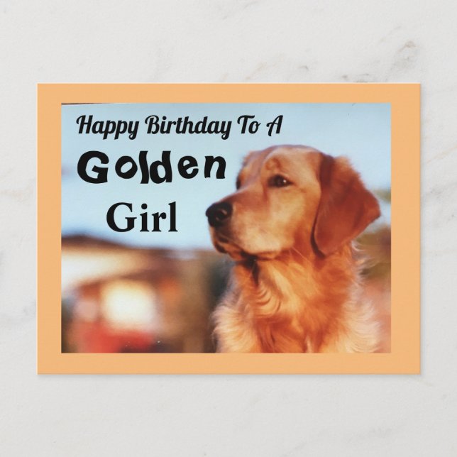 Carte Postale Fille dorée Joyeux anniversaire Golden Retriever (Devant)