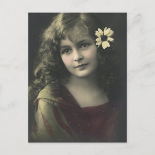 Carte Postale Fille Douce Avec Fleur